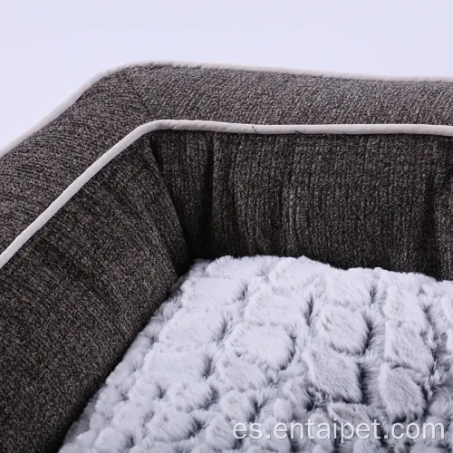 Faux Fur Dog Sofá Rectangular Bolster Bed